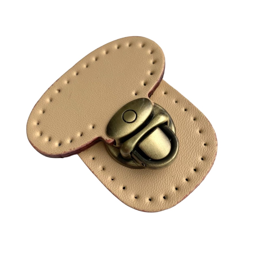 Фото Пряжка бежевая портфельная кожа 1
