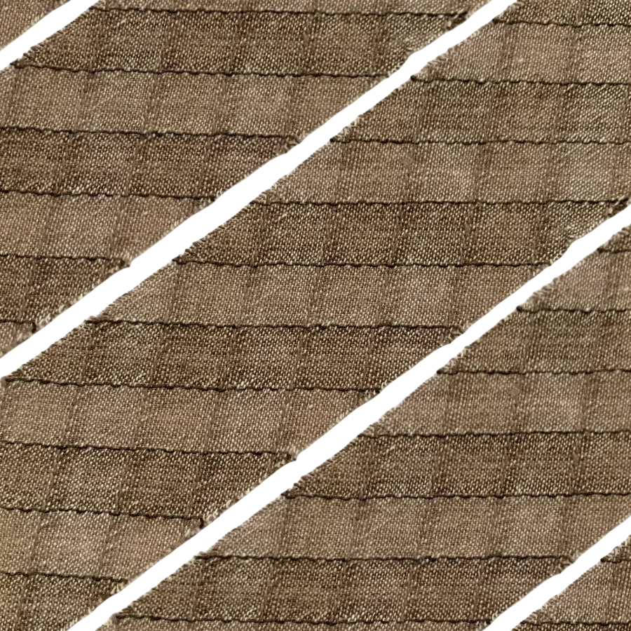 Фото Косая бейка из фактурного хлопка серо-коричневая 2
