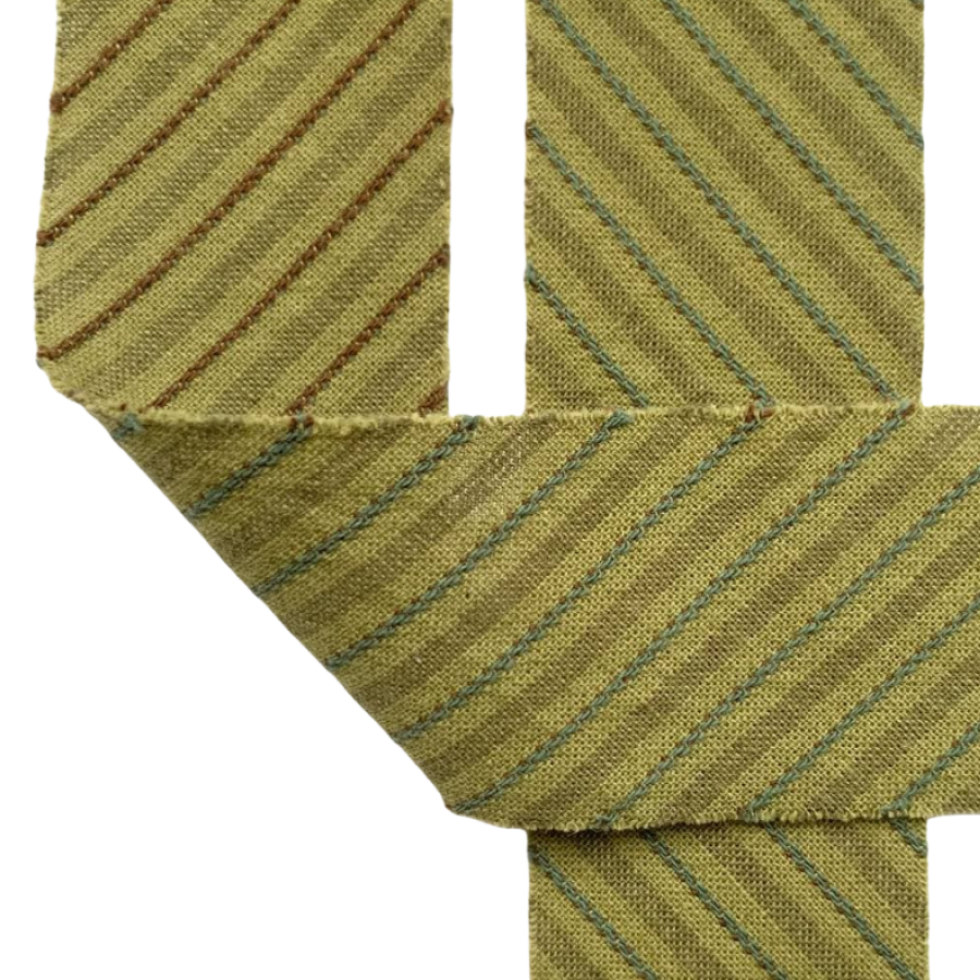 Фото Косая бейка из фактурного хлопка светло-бирюзовый коричневый темно-болотный 1