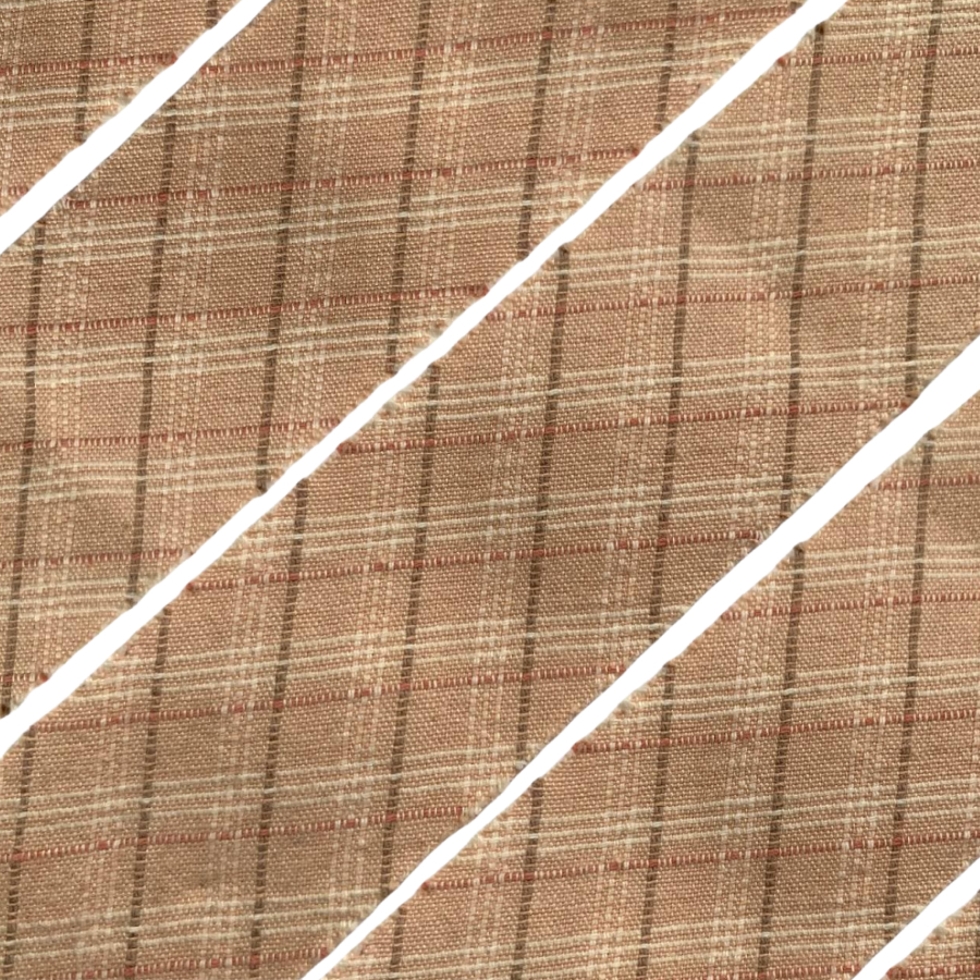Фото Косая бейка из фактурного хлопка персиковый розовый молочный какао 2