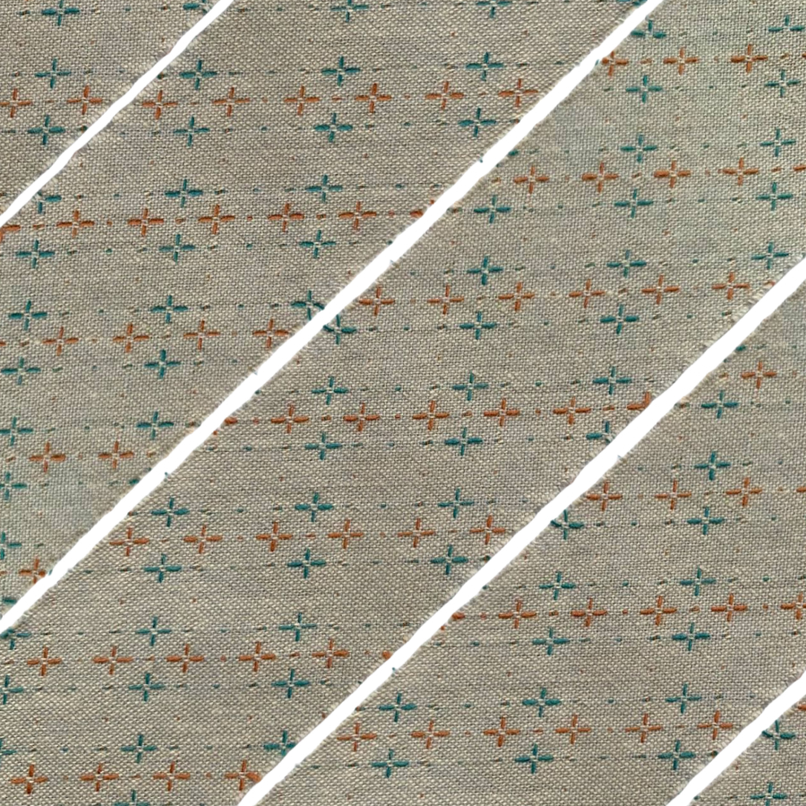 Фото Косая бейка из фактурного хлопка серо-голубой/голубой/коричневый 2