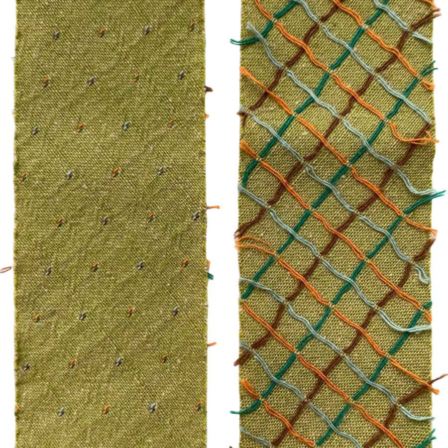 Косая бейка оливковый/рыжий/голубой/морская волна