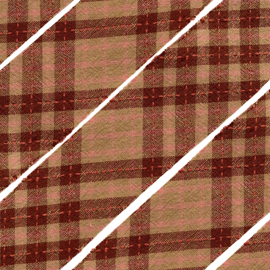 Фото Косая бейка из фактурного хлопка бордо/салатовый/розовый 2