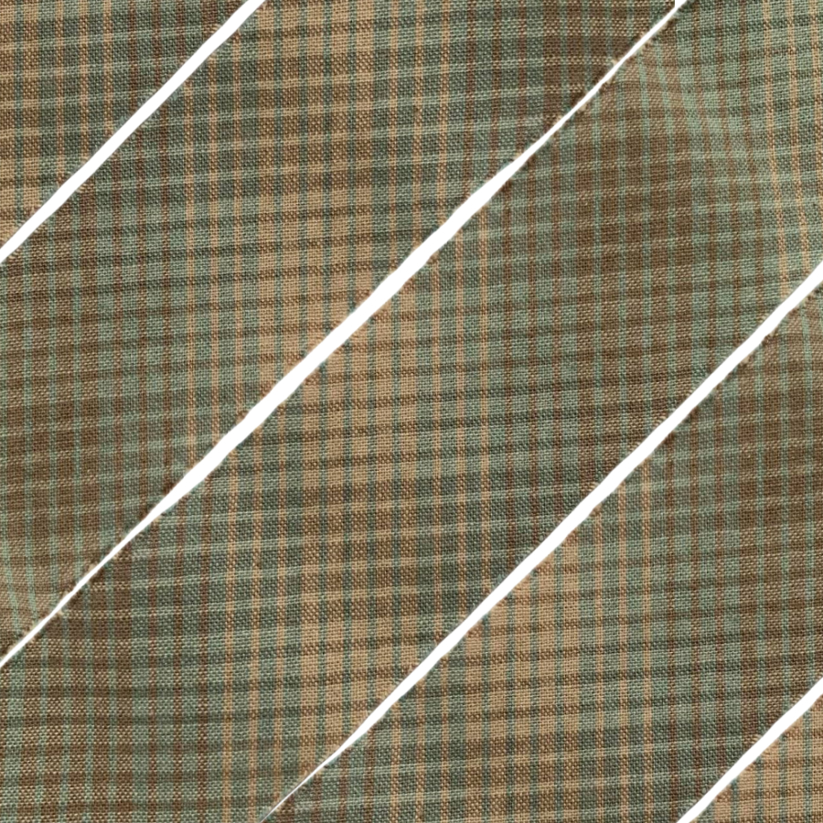 Фото Косая бейка из фактурного хлопка бирюзовый/какао/бежевый 2