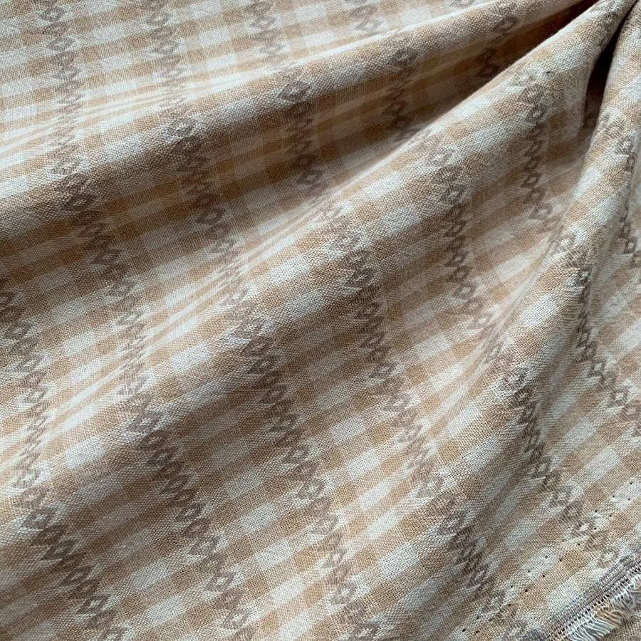 Японский фактурный хлопок #183 бежевый/молочный/какао