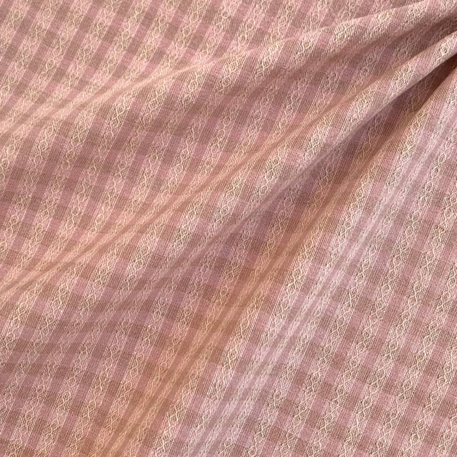 Японский фактурный хлопок #343 розовый/желтый