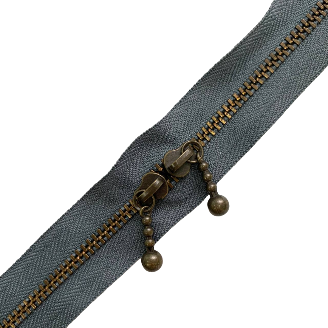Молния YKk серо-голубая металлическая двухзамковая 60 см