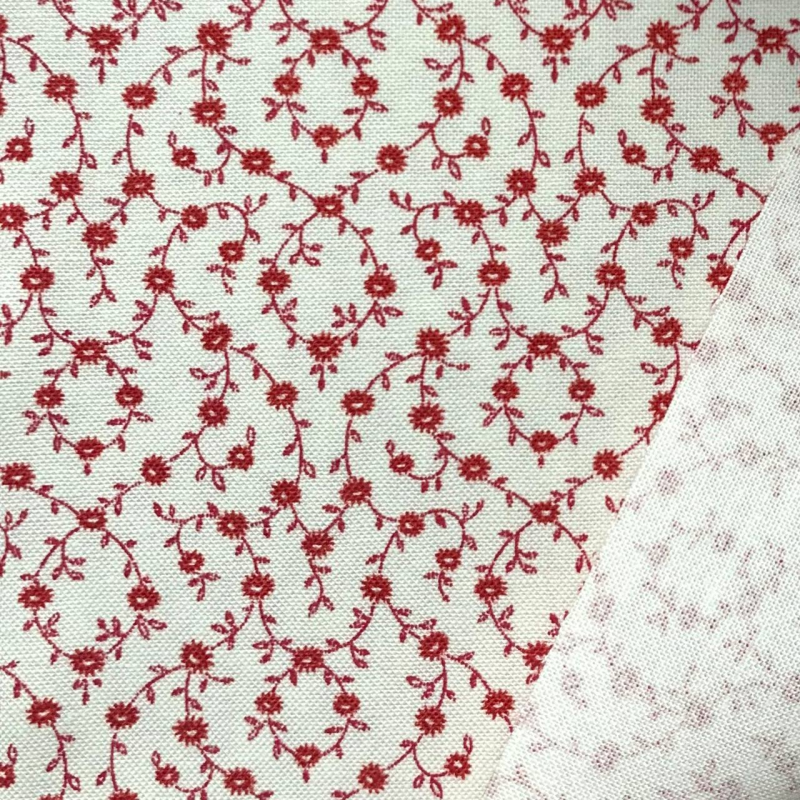 Фото Хлопок принт цветы веточки Moda fabrics 10:110 см молочный/красный  2