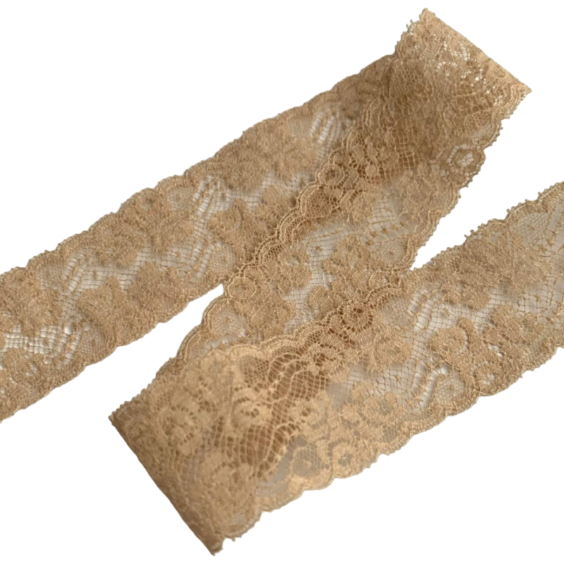 Фото Французское хлопковое кружево Валансьен бежевое 30 мм, длина 1 метр, артикул 10-8 4