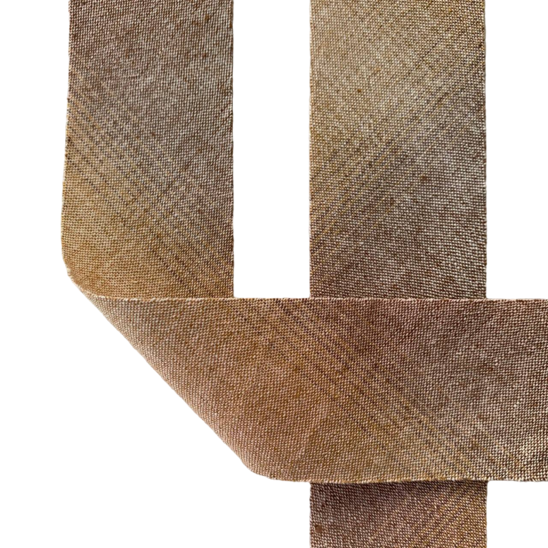 Фото Косая бейка из фактурного хлопка розово-песочный градиент 1