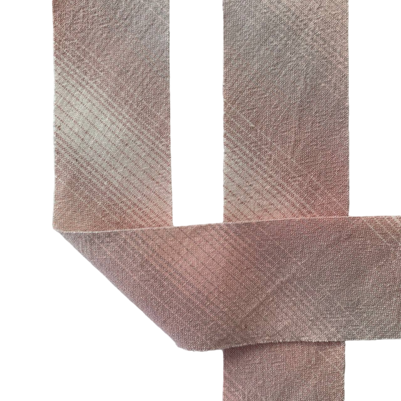 Фото Косая бейка из фактурного хлопка розово-серый градиент 1