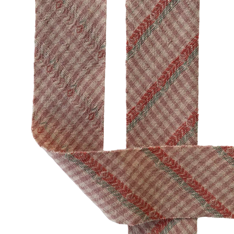 Фото Косая бейка из фактурного хлопка пудро-розовая 1
