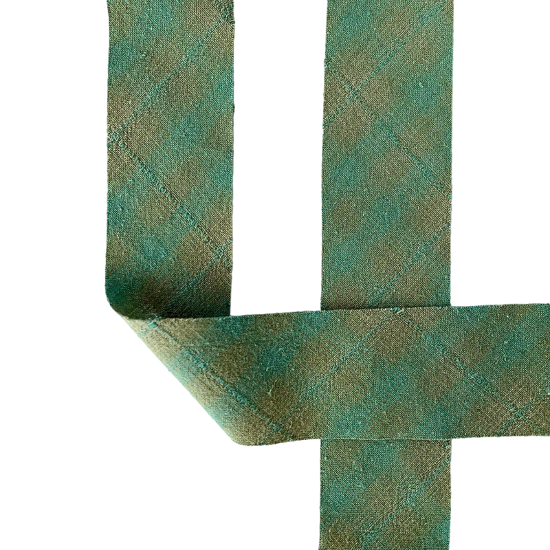 Фото Косая бейка из фактурного хлопка болотно-бирюзовый градиент 1