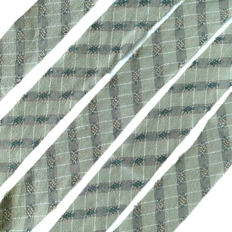 Фото Косая бейка из фактурного хлопка светло-бирюзово-бежевая 2