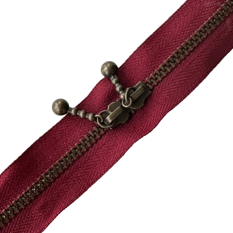 Молния YKk бордовая металлическая двухзамковая 50 см